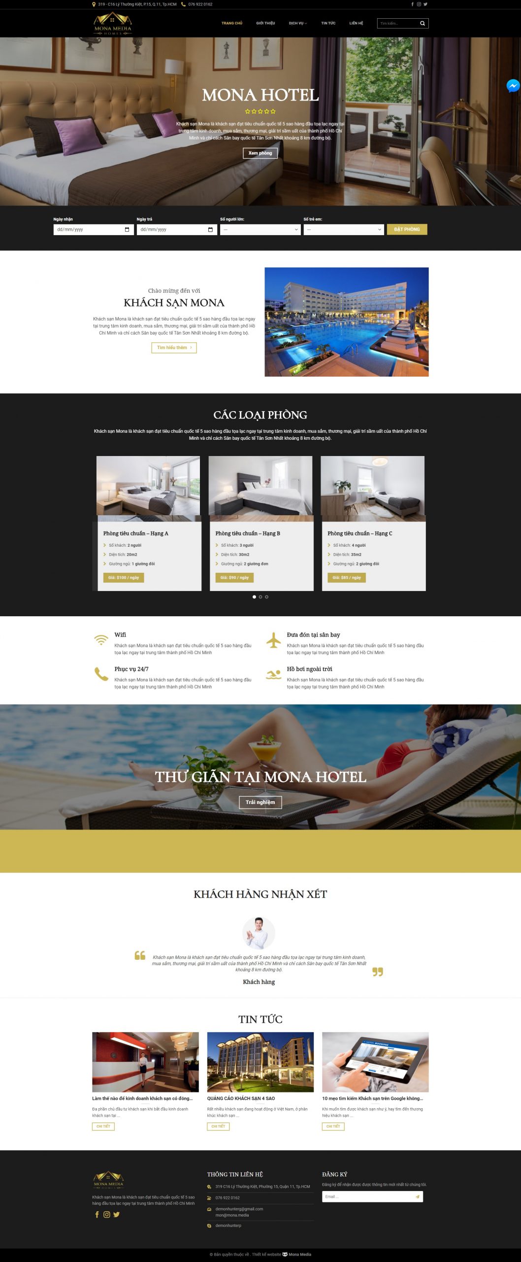 Mẫu web khách sạn Soho Hotel
